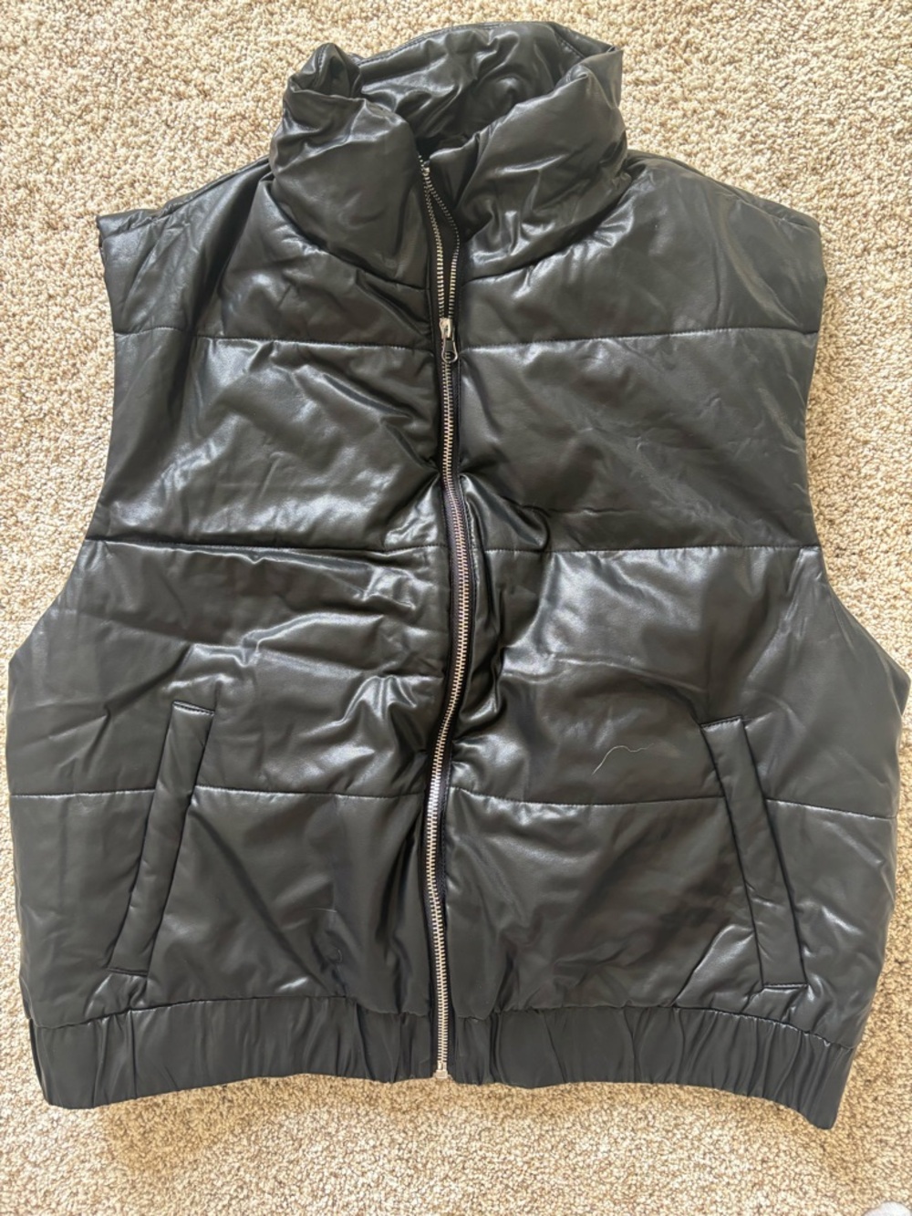 Women's Black Puffer Vest - Quilted Zip Front